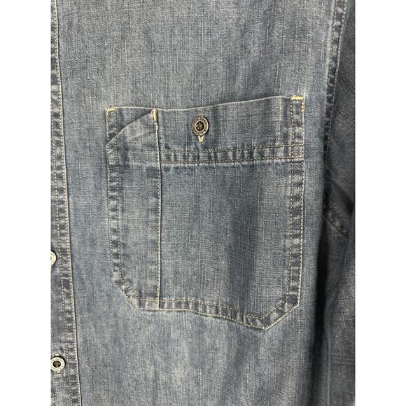 L.L. Bean Button Down Denim Pocket Shirt Long Sleeve Cotton Top Men's Size M - Picture 6 of 12